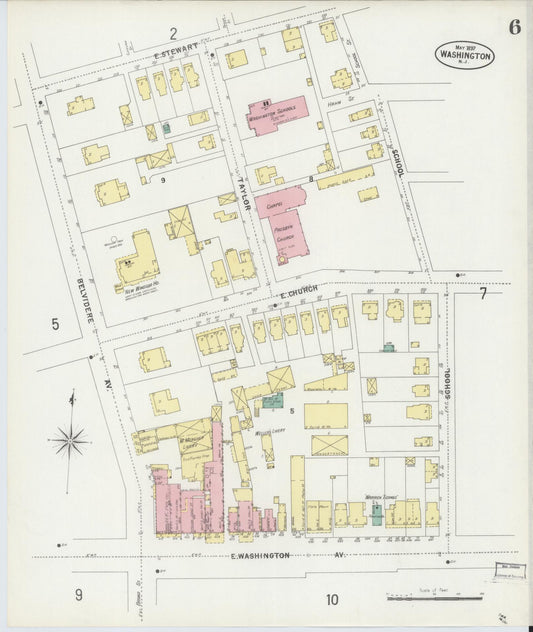 Sanborn Fire Insurance Map from Washington, Warren County, New Jersey (1897), Sheet #0006 - Historic Sanborn Fire Insurance Map Print, vintage old map wall art, antique decor, genealogy gift, New Jersey New Jersey map