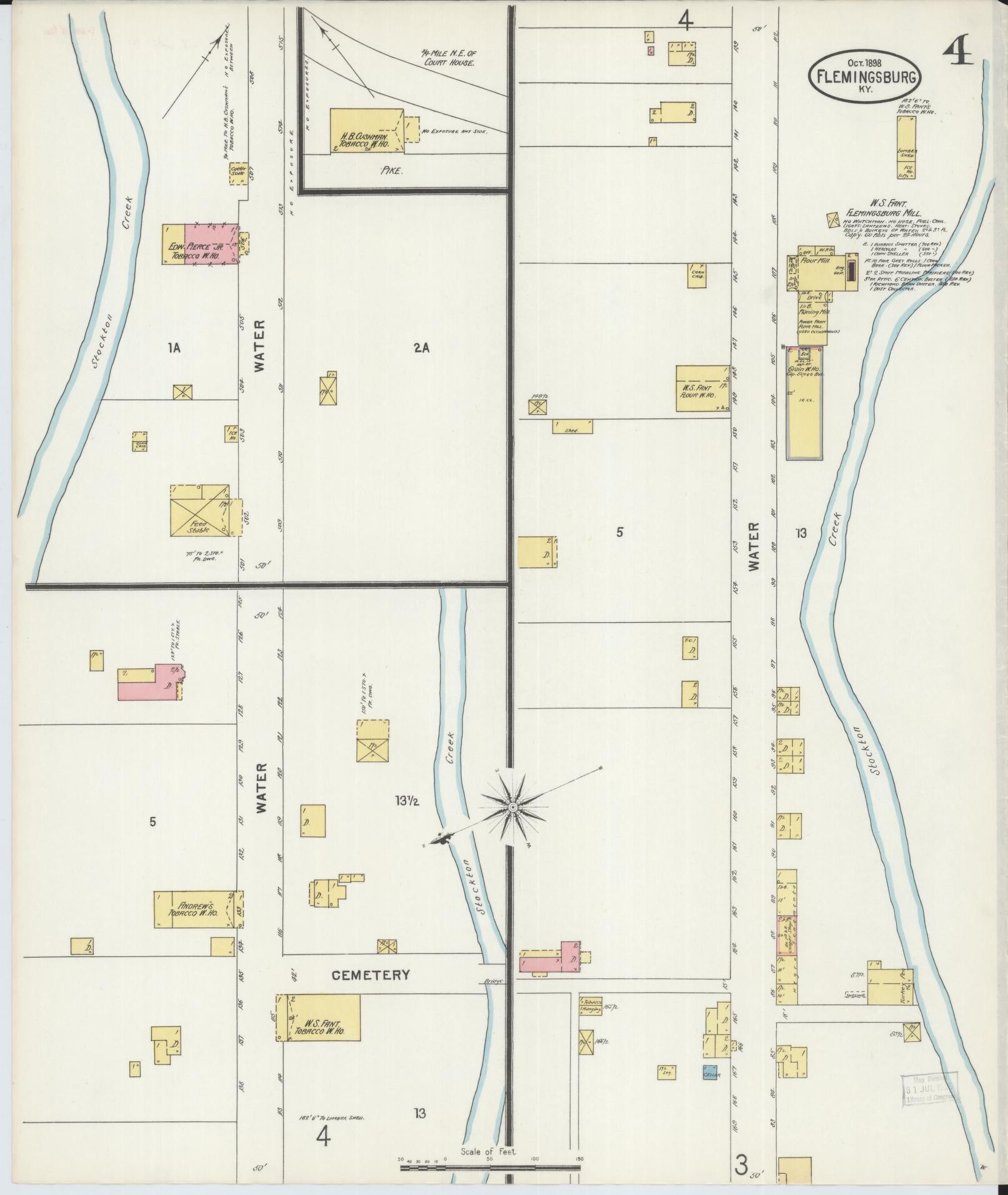 Sanborn Fire Insurance Map from Flemingsburg, Fleming County, Kentucky (1898), Sheet #0004 - Complete Map Set gallery image, historic Sanborn map, vintage wall art, Kentucky Kentucky