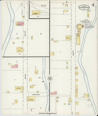 Sanborn Fire Insurance Map from Flemingsburg, Fleming County, Kentucky (1898), Sheet #0004 - Complete Map Set gallery image, historic Sanborn map, vintage wall art, Kentucky Kentucky
