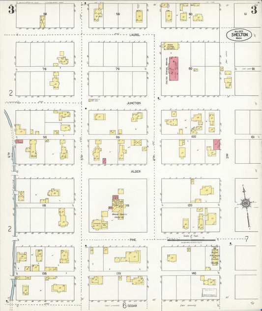 Sanborn Fire Insurance Map from Shelton, Mason County, Washington (1923), Sheet #0003 - Historic Sanborn Fire Insurance Map Print, vintage old map wall art, antique decor, genealogy gift, Washington Washington map