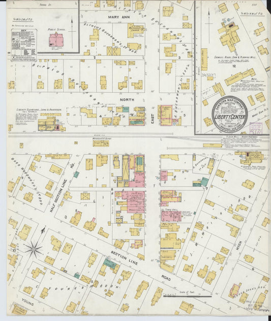 Sanborn Fire Insurance Map from Liberty Center, Henry County, Ohio (1905), Sheet #0001 - Historic Sanborn Fire Insurance Map Print, vintage old map wall art, antique decor, genealogy gift, Ohio Ohio map