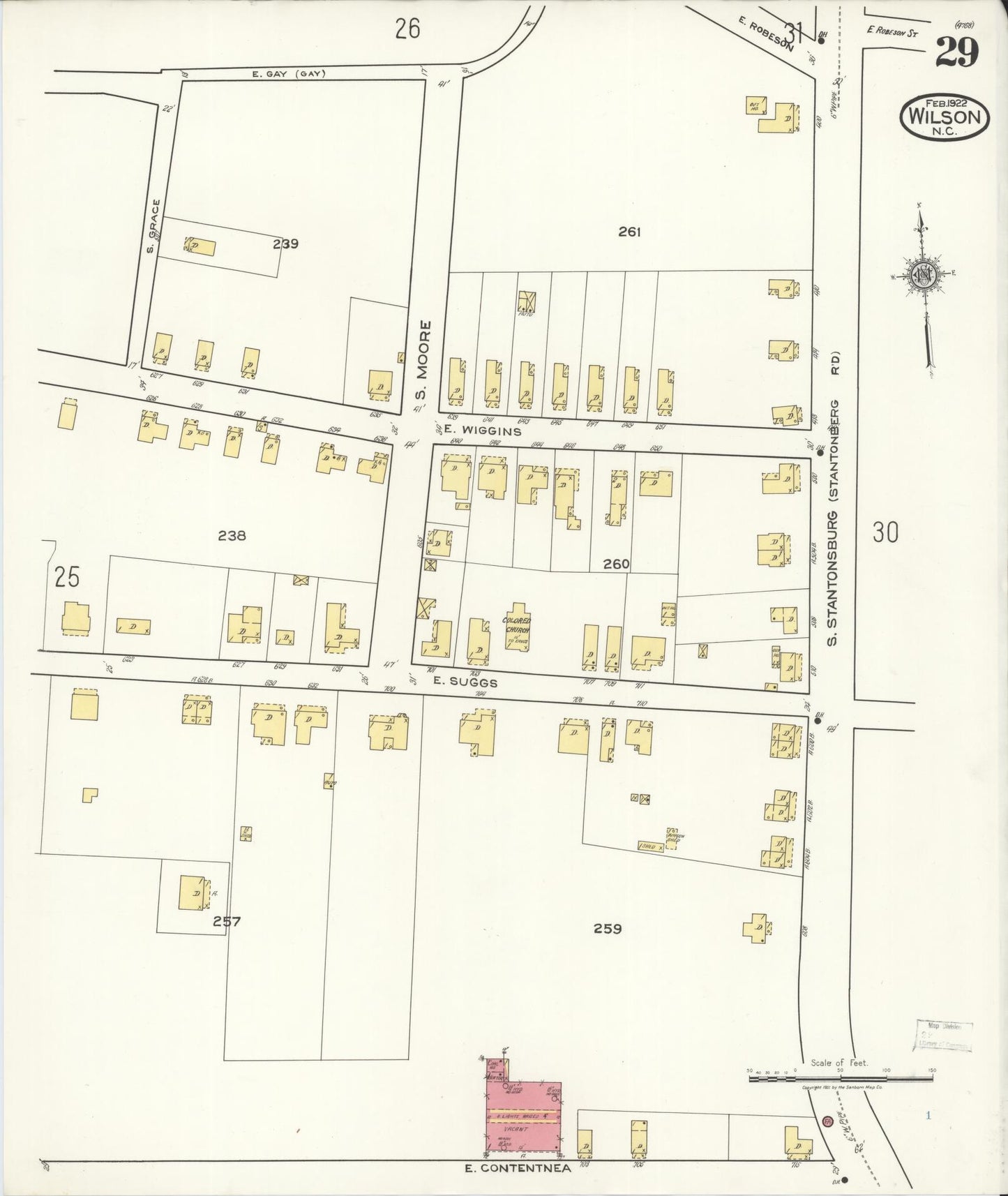 Sanborn Fire Insurance Map from Wilson, Wilson County, North Carolina (1922), Sheet #0029 - Complete Map Set gallery image, historic Sanborn map, vintage wall art, North Carolina North Carolina