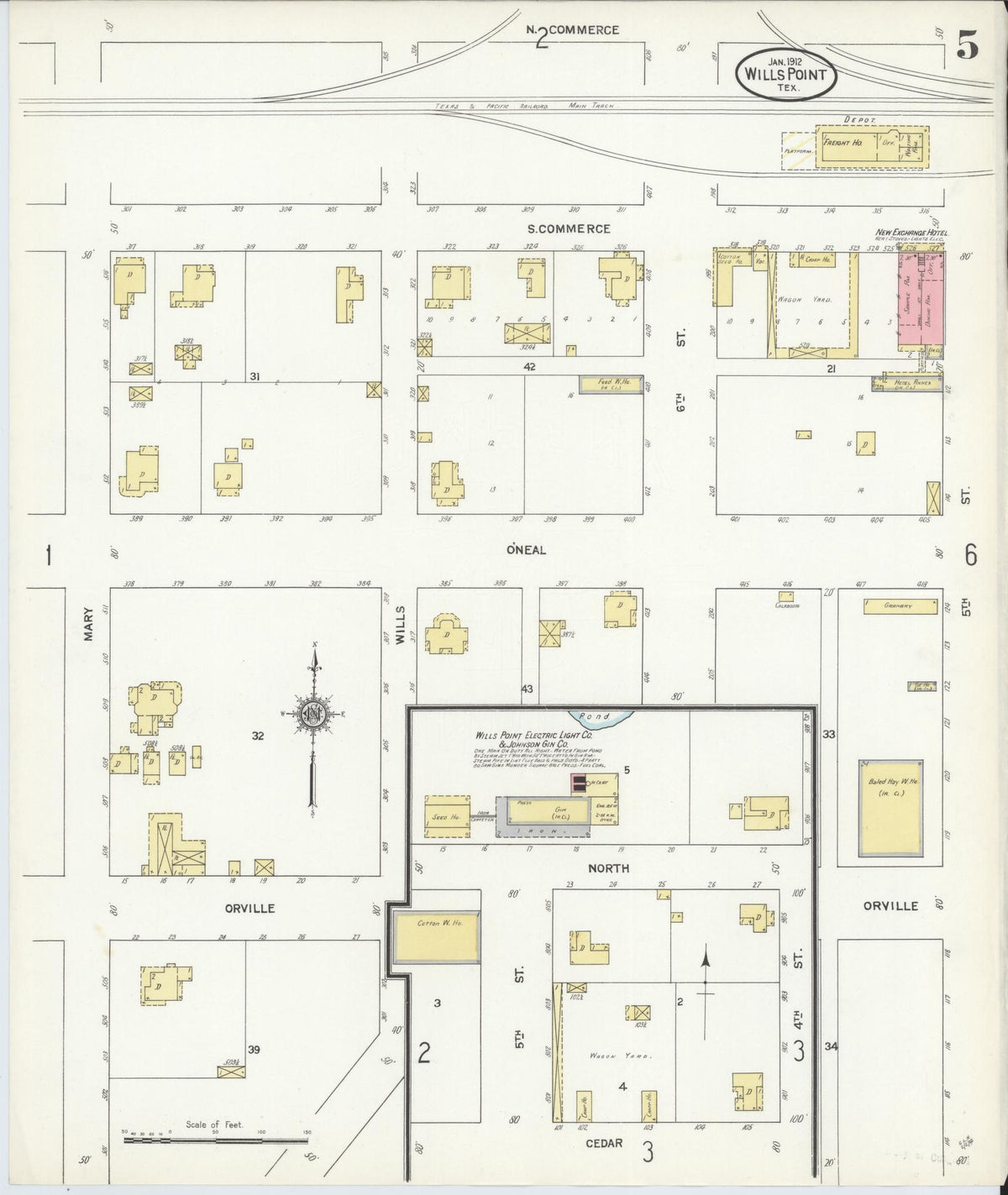 Sanborn Fire Insurance Map from Wills Point, Van Zandt County, Texas (1912), Sheet #0005 - Complete Map Set gallery image, historic Sanborn map, vintage wall art, Texas Texas