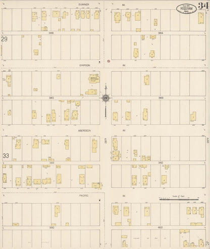 Sanborn Fire Insurance Map from Hoquiam, Grays Harbor County, Washington (1916), Sheet #0034 - Complete Map Set gallery image, historic Sanborn map, vintage wall art, Washington Washington