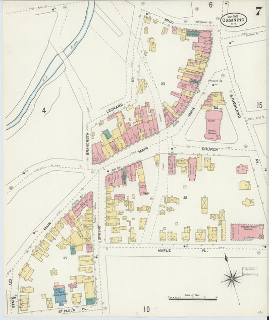 Sanborn Fire Insurance Map from Ossining, Westchester County, New York (1903), Sheet #0007 - Historic Sanborn Fire Insurance Map Print, vintage old map wall art, antique decor, genealogy gift, New York New York map