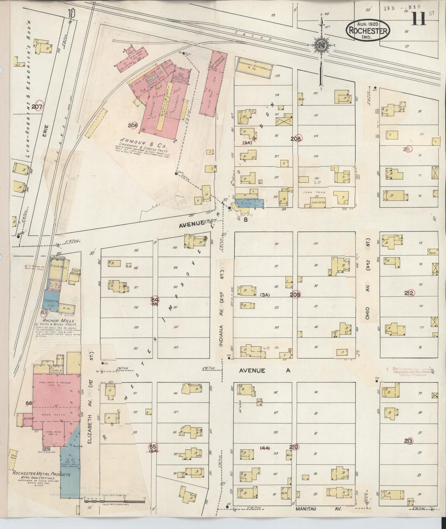 Sanborn Fire Insurance Map from Rochester, Fulton County, Indiana (1942), Sheet #0011 - Complete Map Set gallery image, historic Sanborn map, vintage wall art, Indiana Indiana