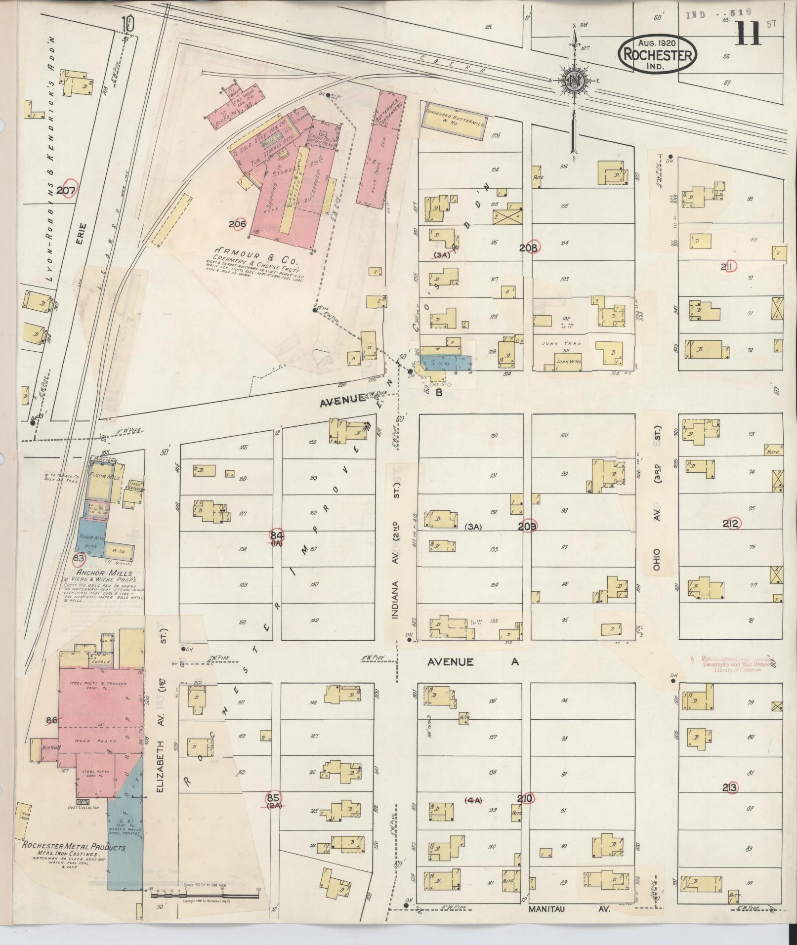 Sanborn Fire Insurance Map from Rochester, Fulton County, Indiana (1942), Sheet #0011 - Complete Map Set gallery image, historic Sanborn map, vintage wall art, Indiana Indiana