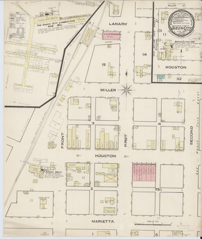 Sanborn Fire Insurance Map from Queen City, Cass County, Texas (1885), Sheet #0001 - Historic Sanborn Fire Insurance Map Print, vintage old map wall art, antique decor, genealogy gift, Texas Texas map