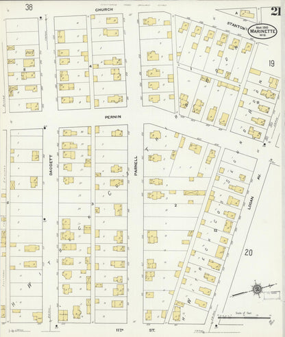 Sanborn Fire Insurance Map from Marinette, Marinette County, Wisconsin (1910), Sheet #0021 - Complete Map Set gallery image, historic Sanborn map, vintage wall art, Wisconsin Wisconsin