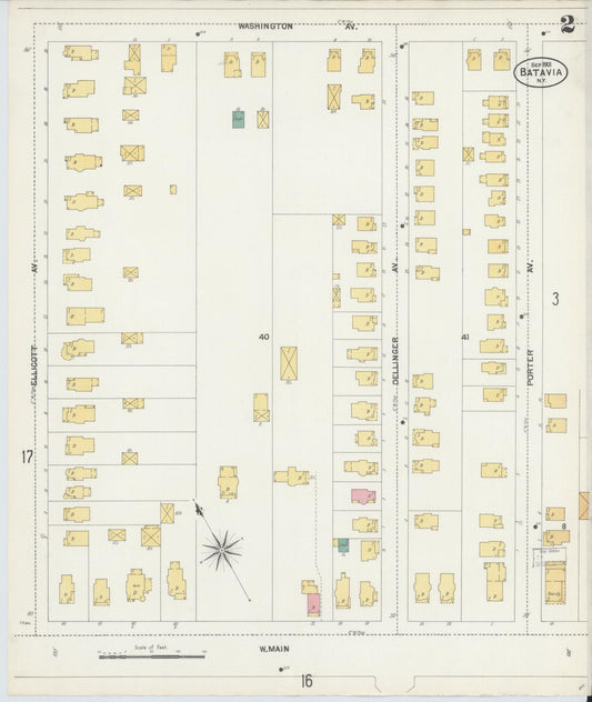Sanborn Fire Insurance Map from Batavia, Genesee County, New York (1901), Sheet #0002 - Historic Sanborn Fire Insurance Map Print, vintage old map wall art, antique decor, genealogy gift, New York New York map