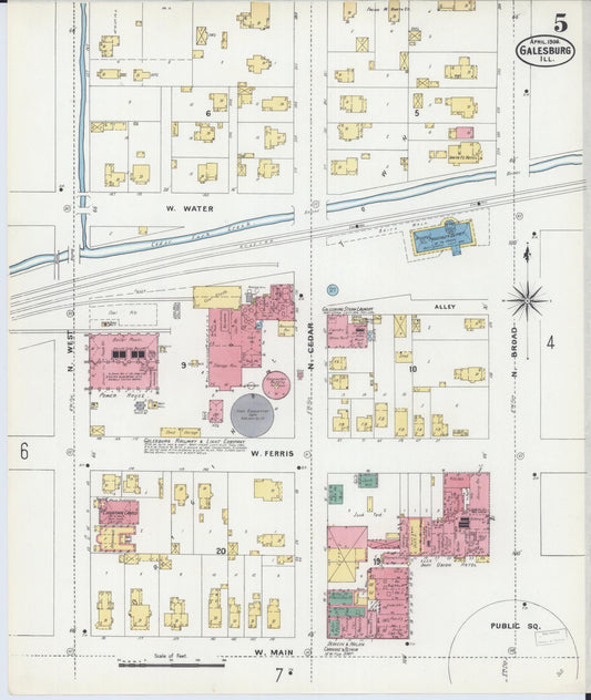 Sanborn Fire Insurance Map from Galesburg, Knox County, Illinois (1906), Sheet #0005 - Historic Sanborn Fire Insurance Map Print, vintage old map wall art, antique decor, genealogy gift, Illinois Illinois map