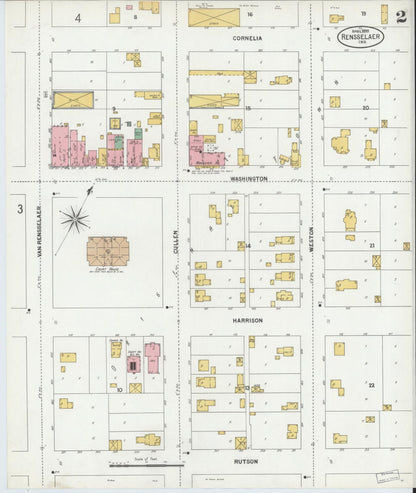 Sanborn Fire Insurance Map from Rensselaer, Jasper County, Indiana (1899), Sheet #0002 - Complete Map Set gallery image, historic Sanborn map, vintage wall art, Indiana Indiana