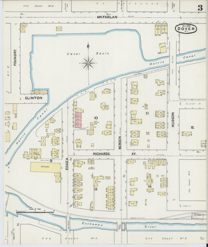 Sanborn Fire Insurance Map from Dover, Morris County, New Jersey (1890), Sheet #0003 - Complete Map Set gallery image, historic Sanborn map, vintage wall art, New Jersey New Jersey