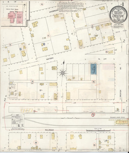 Sanborn Fire Insurance Map from Creston, Lincoln County, Washington (1930), Sheet #0001 - Complete Map Set gallery image, historic Sanborn map, vintage wall art, Washington Washington