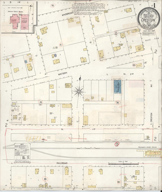 Sanborn Fire Insurance Map from Creston, Lincoln County, Washington (1930), Sheet #0001 - Complete Map Set gallery image, historic Sanborn map, vintage wall art, Washington Washington
