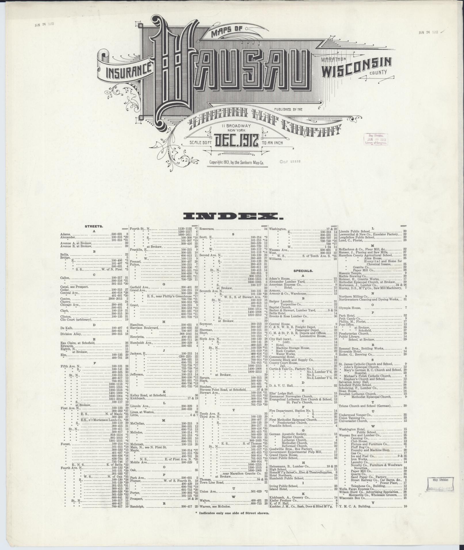 Wausau, Marathon County, Wisconsin (1912) – Sanborn Fire Insurance Map – Map View