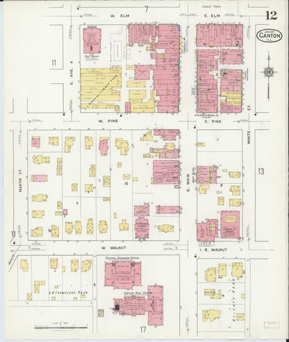 Sanborn Fire Insurance Map from Canton, Fulton County, Illinois (1917), Sheet #0012 - Historic Sanborn Fire Insurance Map Print, vintage old map wall art, antique decor, genealogy gift, Illinois Illinois map