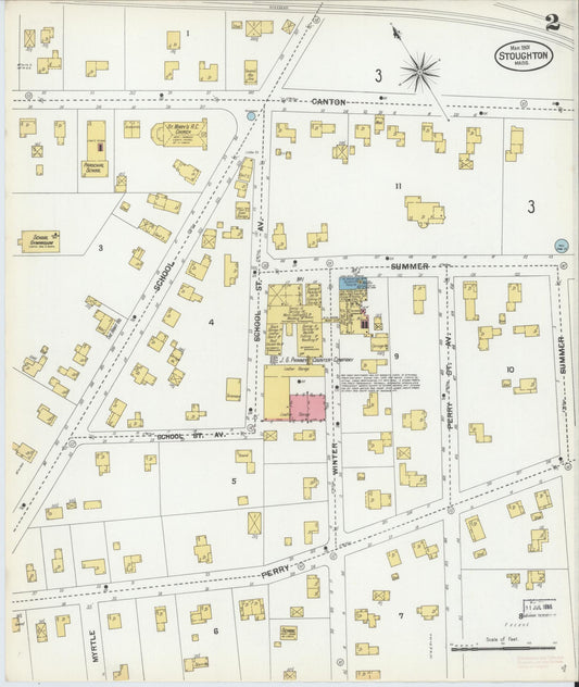 Sanborn Fire Insurance Map from Stoughton, Norfolk County, Massachusetts (1901), Sheet #0002 - Historic Sanborn Fire Insurance Map Print, vintage old map wall art, antique decor, genealogy gift, Massachusetts Massachusetts map