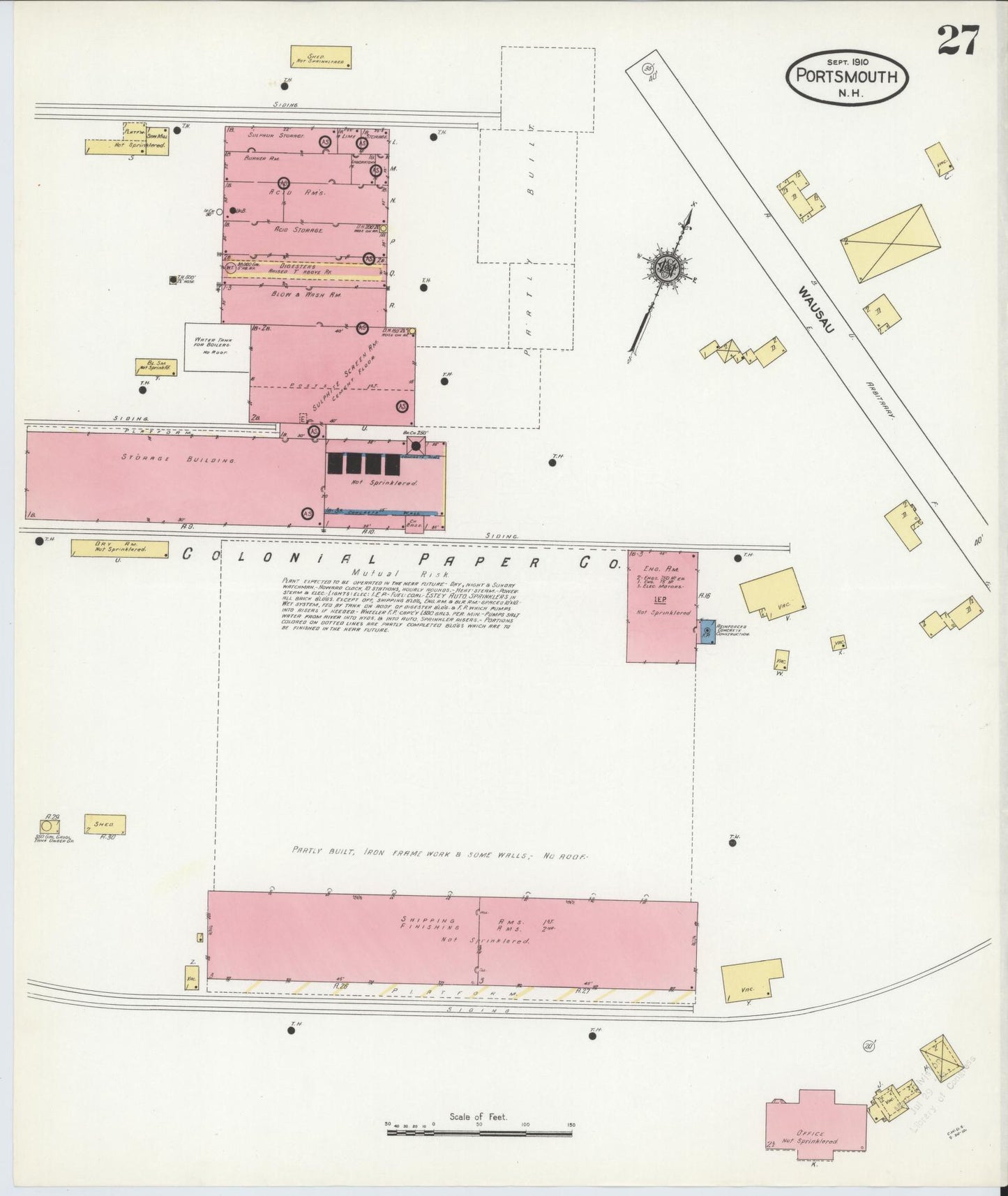 Sanborn Fire Insurance Map from Portsmouth, Rockingham County, New Hampshire (1910), Sheet #0027 - Historic Sanborn Fire Insurance Map Print, vintage old map wall art, antique decor, genealogy gift, New Hampshire New Hampshire map