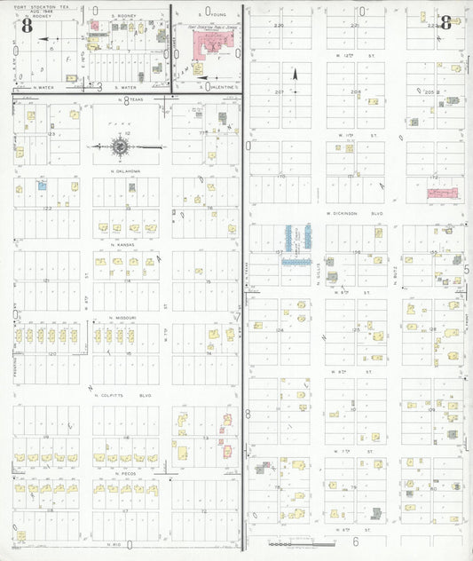 Sanborn Fire Insurance Map from Fort Stockton, Pecos County, Texas (1946), Sheet #0008 - Historic Sanborn Fire Insurance Map Print, vintage old map wall art, antique decor, genealogy gift, Texas Texas map