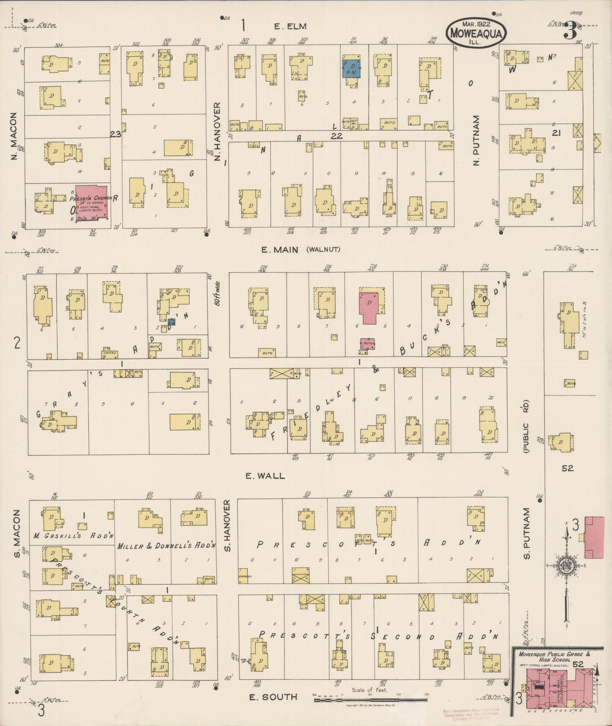 Sanborn Fire Insurance Map from Moweaqua, Shelby County, Illinois (1922), Sheet #0003 - Complete Map Set gallery image, historic Sanborn map, vintage wall art, Illinois Illinois