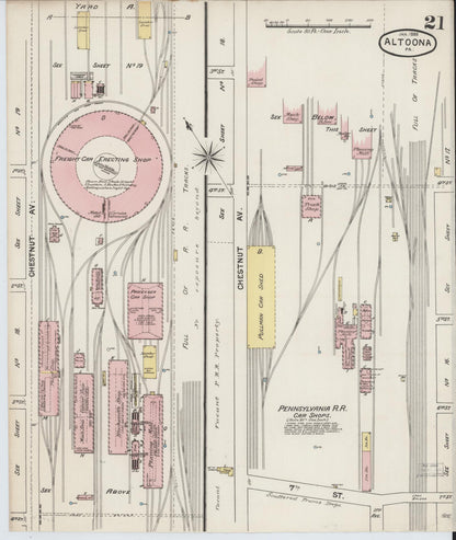 Sanborn Fire Insurance Map from Altoona, Blair County, Pennsylvania (1888), Sheet #0021 - Complete Map Set gallery image, historic Sanborn map, vintage wall art, Pennsylvania Pennsylvania