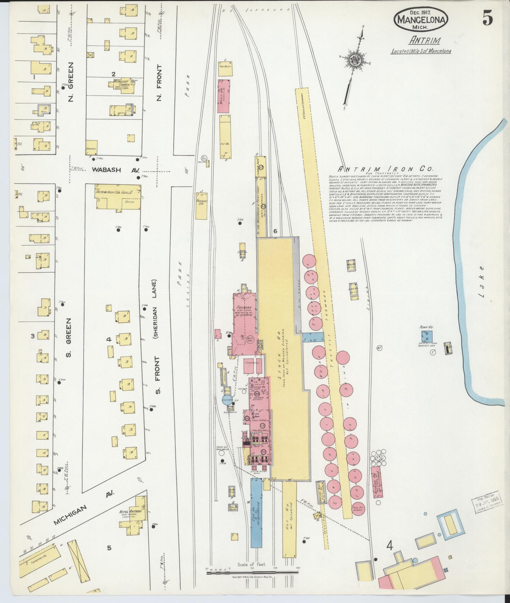 Sanborn Fire Insurance Map from Mancelona, Antrim County, Michigan (1917), Sheet #0005 - Complete Map Set gallery image, historic Sanborn map, vintage wall art, Michigan Michigan