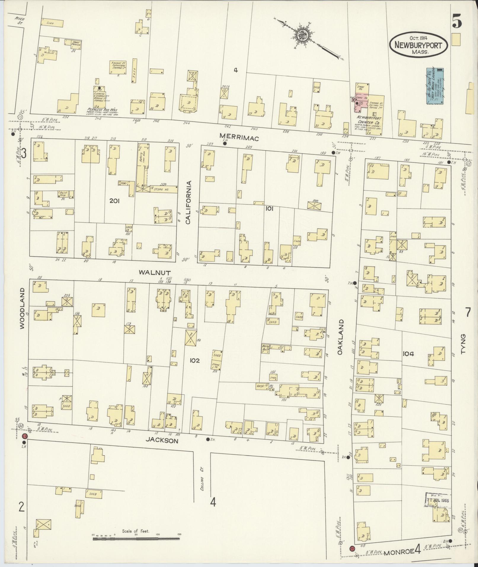 Sanborn Fire Insurance Map from Newburyport, Essex County, Massachusetts (1914), Sheet #0005 - Historic Sanborn Fire Insurance Map Print, vintage old map wall art, antique decor, genealogy gift, Massachusetts Massachusetts map