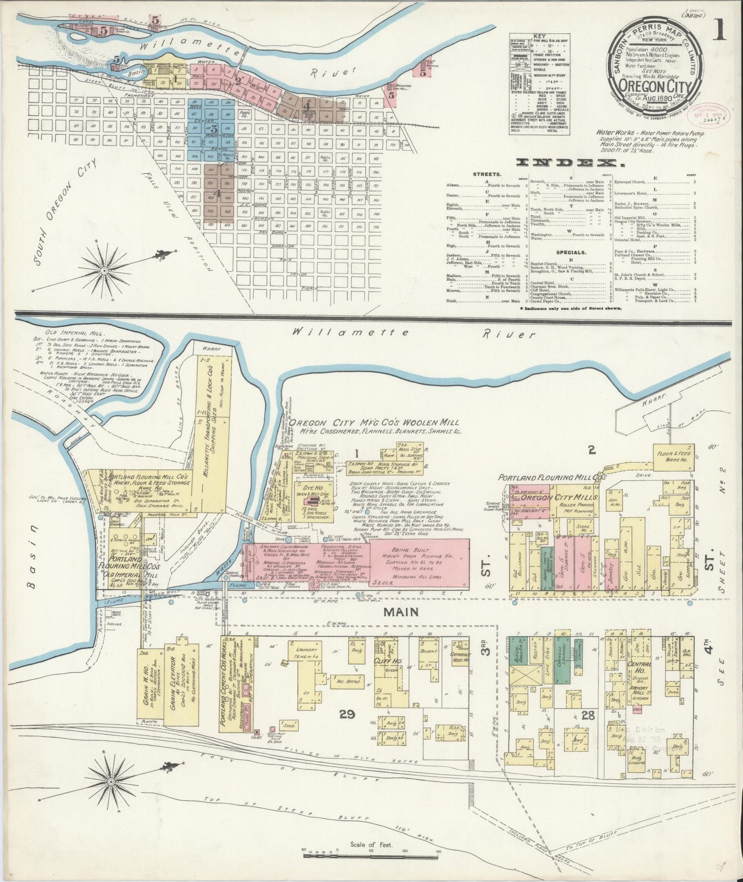 Sanborn Fire Insurance Map from Oregon City, Clackamas County, Oregon (1890), Sheet #0001 - Complete Map Set gallery image, historic Sanborn map, vintage wall art, Oregon Oregon
