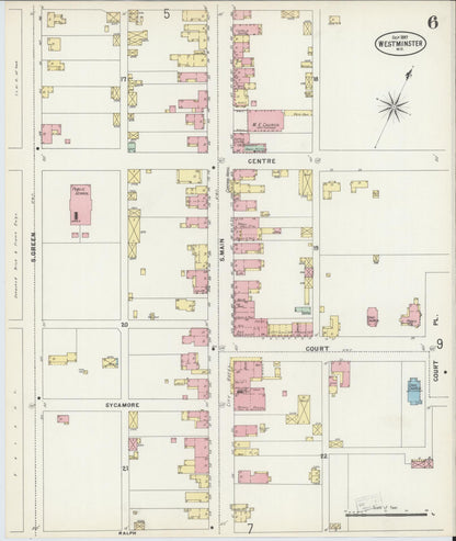 Sanborn Fire Insurance Map from Westminster, Carroll County, Maryland (1897), Sheet #0006 - Complete Map Set gallery image, historic Sanborn map, vintage wall art, Maryland Maryland