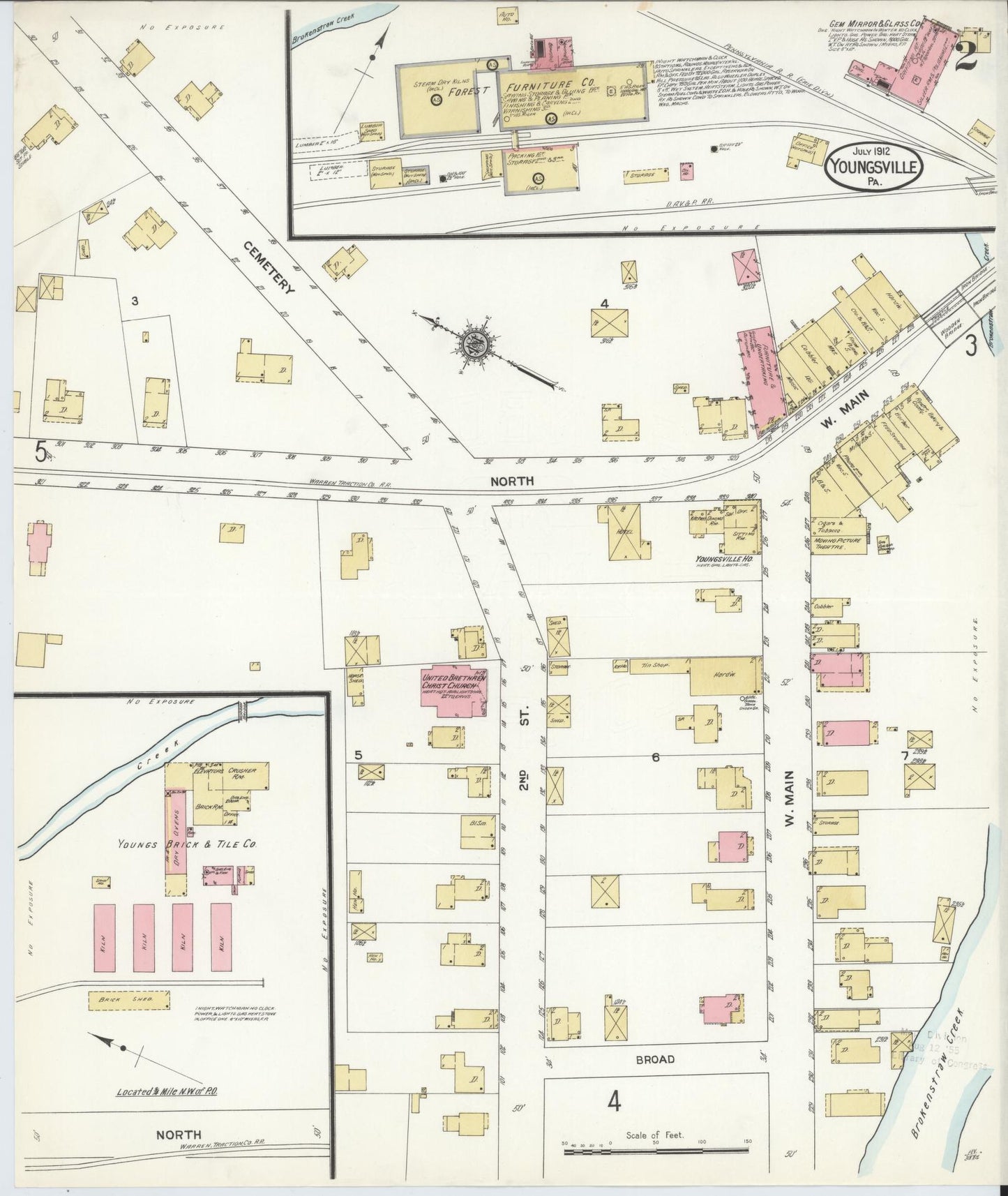 Sanborn Fire Insurance Map from Youngsville, Warren County, Pennsylvania (1912), Sheet #0002 - Complete Map Set gallery image, historic Sanborn map, vintage wall art, Pennsylvania Pennsylvania