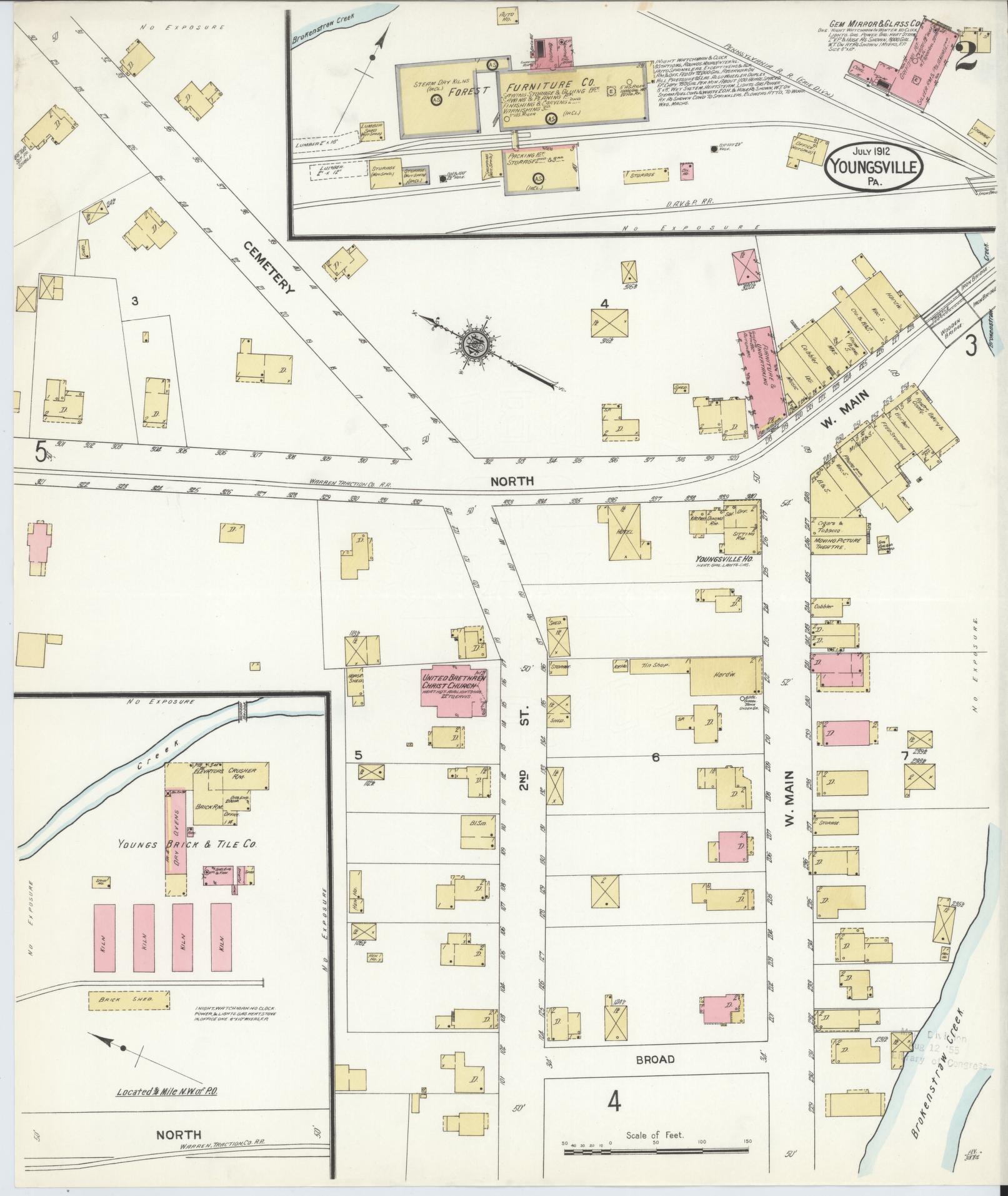 Sanborn Fire Insurance Map from Youngsville, Warren County, Pennsylvania (1912), Sheet #0002 - Complete Map Set gallery image, historic Sanborn map, vintage wall art, Pennsylvania Pennsylvania