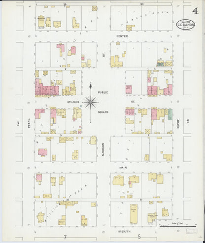 Sanborn Fire Insurance Map from Lebanon, Saint Clair County, Illinois (1906), Sheet #0004 - Complete Map Set gallery image, historic Sanborn map, vintage wall art, Illinois Illinois
