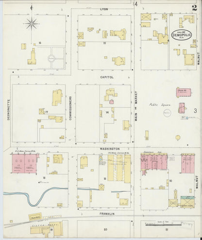 Sanborn Fire Insurance Map from Demopolis, Marengo County, Alabama (1897), Sheet #0002 - Complete Map Set gallery image, historic Sanborn map, vintage wall art, Alabama Alabama