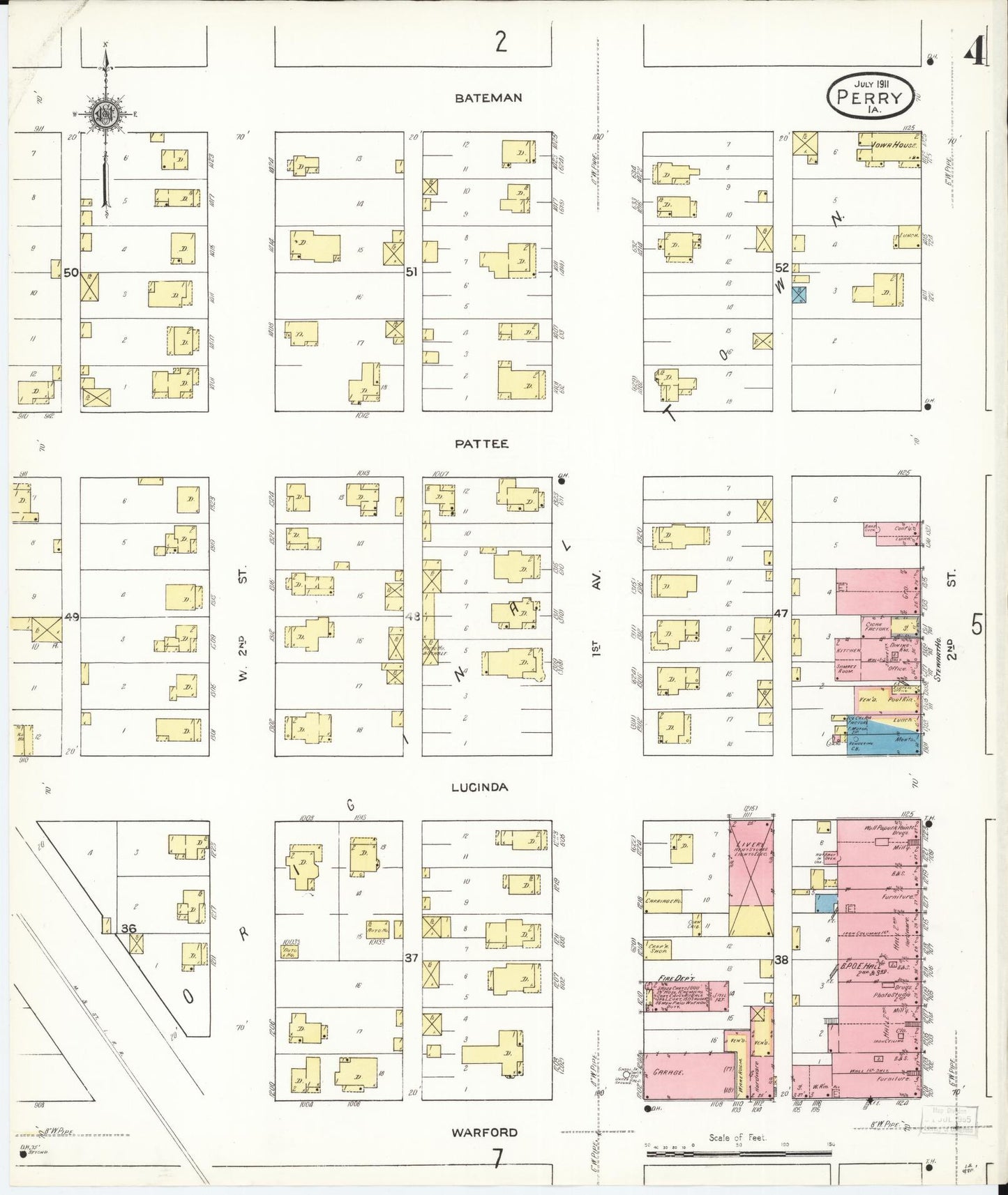 Sanborn Fire Insurance Map from Perry, Dallas County, Iowa (1911), Sheet #0004 - Historic Sanborn Fire Insurance Map Print