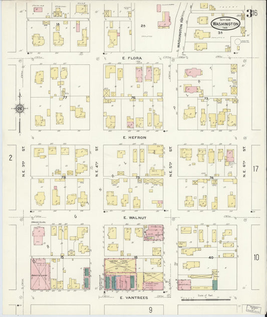 Sanborn Fire Insurance Map from Washington, Daviess County, Indiana (1909), Sheet #0003 - Historic Sanborn Fire Insurance Map Print, vintage old map wall art, antique decor, genealogy gift, Indiana Indiana map