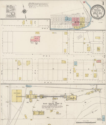 Sanborn Fire Insurance Map from Gold Hill, Jackson County, Oregon (1920), Sheet #0001 - Complete Map Set gallery image, historic Sanborn map, vintage wall art, Oregon Oregon