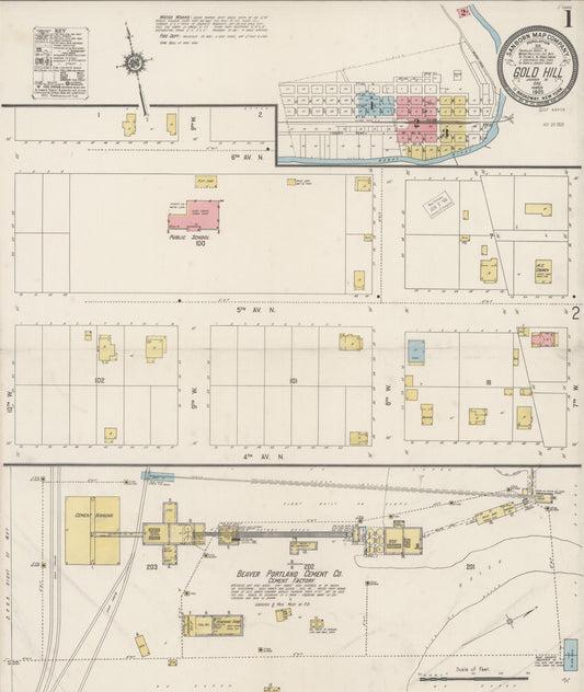 Sanborn Fire Insurance Map from Gold Hill, Jackson County, Oregon (1920), Sheet #0001 - Complete Map Set gallery image, historic Sanborn map, vintage wall art, Oregon Oregon