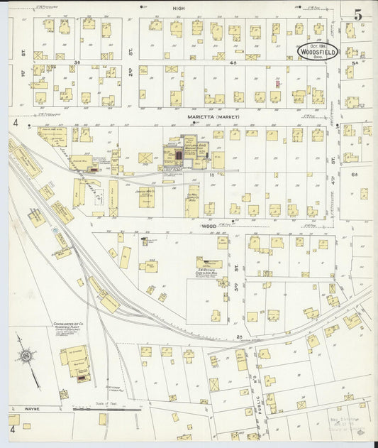 Sanborn Fire Insurance Map from Woodsfield, Monroe County, Ohio (1911), Sheet #0005 - Historic Sanborn Fire Insurance Map Print, vintage old map wall art, antique decor, genealogy gift, Ohio Ohio map