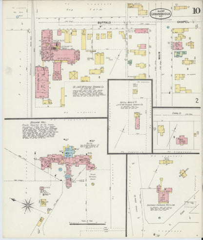 Sanborn Fire Insurance Map from Canandaigua, Ontario County, New York (1897), Sheet #0010 - Historic Sanborn Fire Insurance Map Print, vintage old map wall art, antique decor, genealogy gift, New York New York map