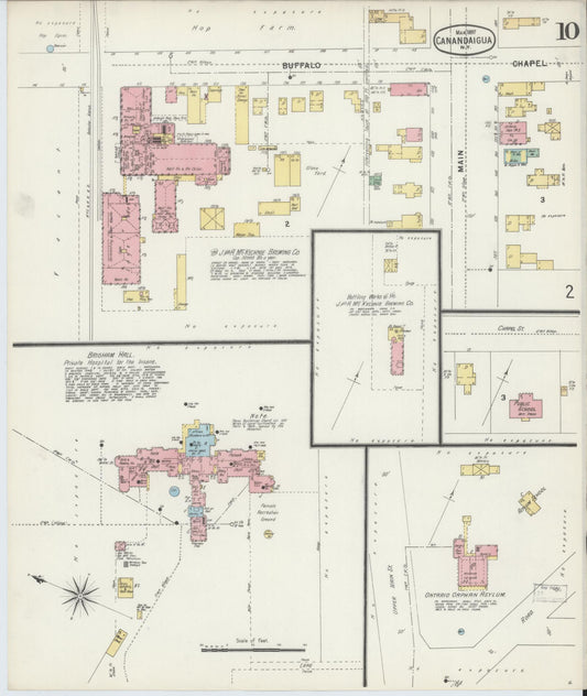 Sanborn Fire Insurance Map from Canandaigua, Ontario County, New York (1897), Sheet #0010 - Historic Sanborn Fire Insurance Map Print, vintage old map wall art, antique decor, genealogy gift, New York New York map
