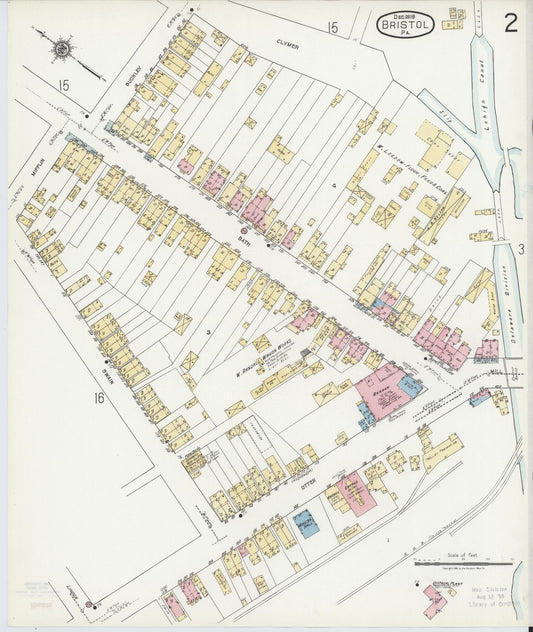 Sanborn Fire Insurance Map from Bristol, Bucks County, Pennsylvania (1927), Sheet #0002 - Historic Sanborn Fire Insurance Map Print, vintage old map wall art, antique decor, genealogy gift, Pennsylvania Pennsylvania map