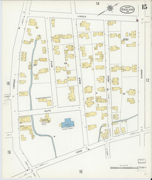 Sanborn Fire Insurance Map from Rockland, Knox County, Maine (1912), Sheet #0015 - Historic Sanborn Fire Insurance Map Print, vintage old map wall art, antique decor, genealogy gift, Maine Maine map