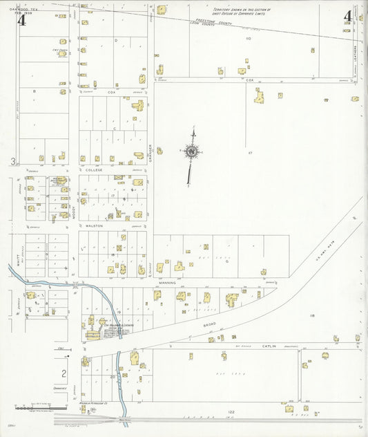Sanborn Fire Insurance Map from Oakwood, Leon County, Texas (1939), Sheet #0004 - Historic Sanborn Fire Insurance Map Print, vintage old map wall art, antique decor, genealogy gift, Texas Texas map