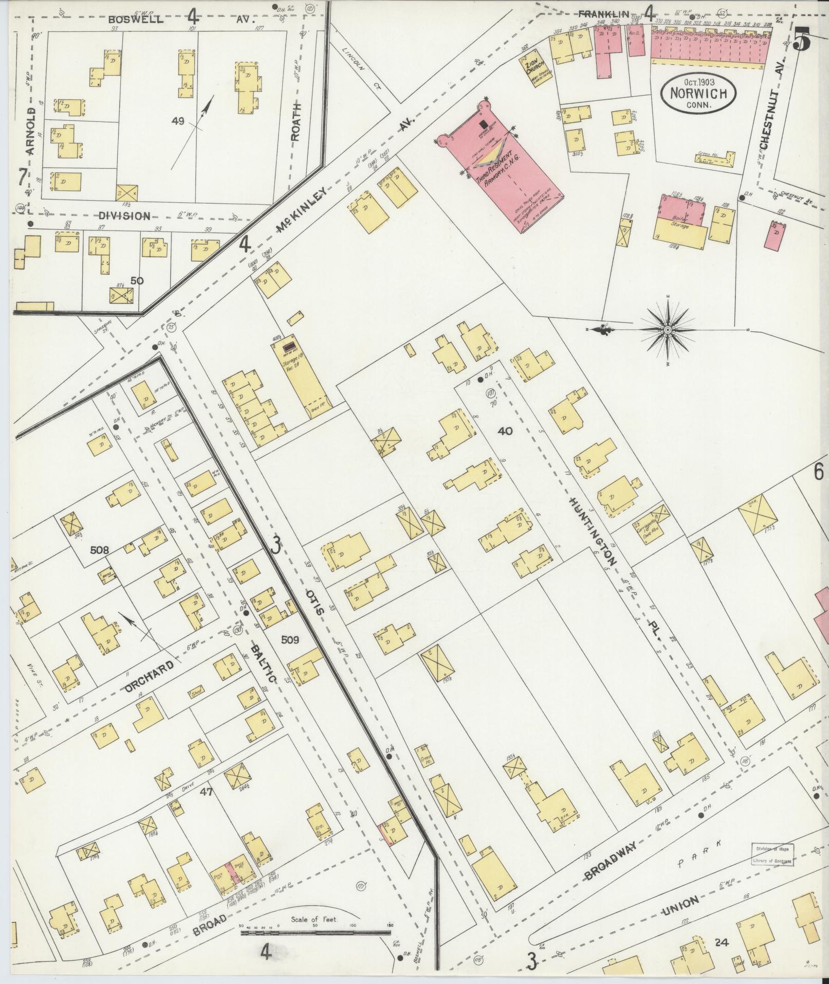 Sanborn Fire Insurance Map from Norwich, New London County, Connecticut (1903), Sheet #0005 - Historic Sanborn Fire Insurance Map Print, vintage old map wall art, antique decor, genealogy gift, Connecticut Connecticut map