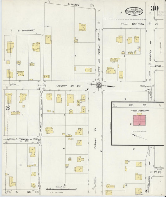 Sanborn Fire Insurance Map from Corpus Christi, Nueces County, Texas (1914), Sheet #0030 - Historic Sanborn Fire Insurance Map Print, vintage old map wall art, antique decor, genealogy gift, Texas Texas map