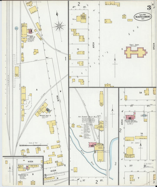 Sanborn Fire Insurance Map from New Richmond, St. Croix County, Wisconsin (1900), Sheet #0003 - Historic Sanborn Fire Insurance Map Print, vintage old map wall art, antique decor, genealogy gift, Wisconsin Wisconsin map