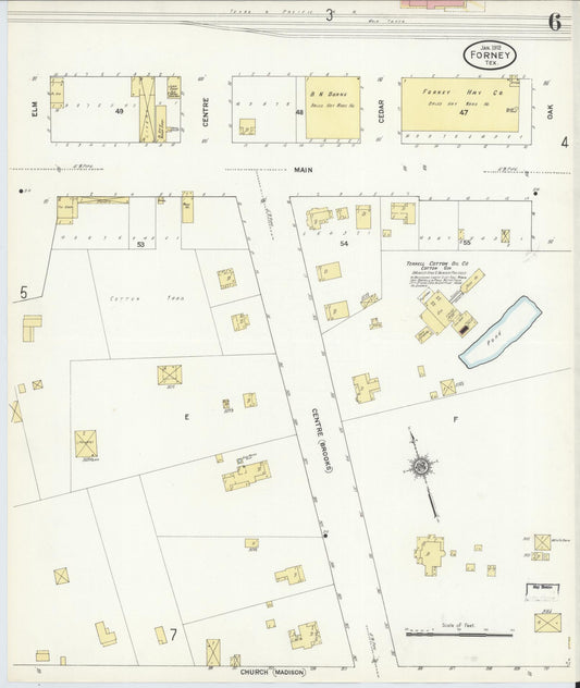 Sanborn Fire Insurance Map from Forney, Kaufman County, Texas (1912), Sheet #0006 - Historic Sanborn Fire Insurance Map Print, vintage old map wall art, antique decor, genealogy gift, Texas Texas map