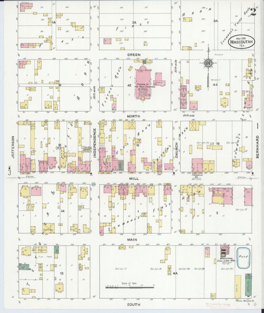 Sanborn Fire Insurance Map from Mascoutah, Saint Clair County, Illinois (1910), Sheet #0002 - Historic Sanborn Fire Insurance Map Print, vintage old map wall art, antique decor, genealogy gift, Illinois Illinois map