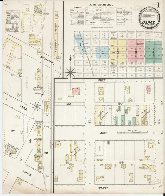 Sanborn Fire Insurance Map from Osage, Mitchell County, Iowa (1888), Sheet #0001 - Historic Sanborn Fire Insurance Map Print, vintage old map wall art